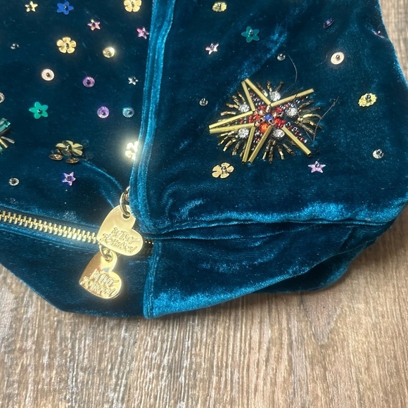 Betsey Johnson Vintage Y2KEmbellished Velvet Backpack mini GUC - Picture 4 of 12